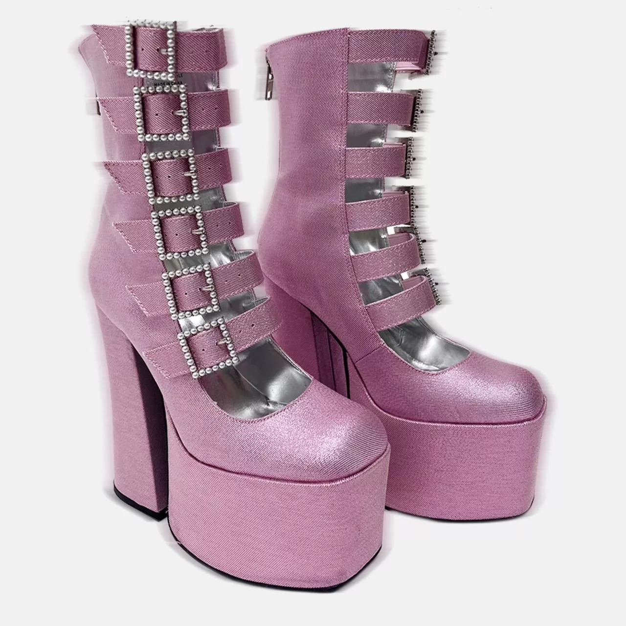 Dolls Kill Heels Dolls Kill DIVINE PINK PLATFORM SUGAR THRILLZ KIKI HEAVEN INSP. SHOES Gold