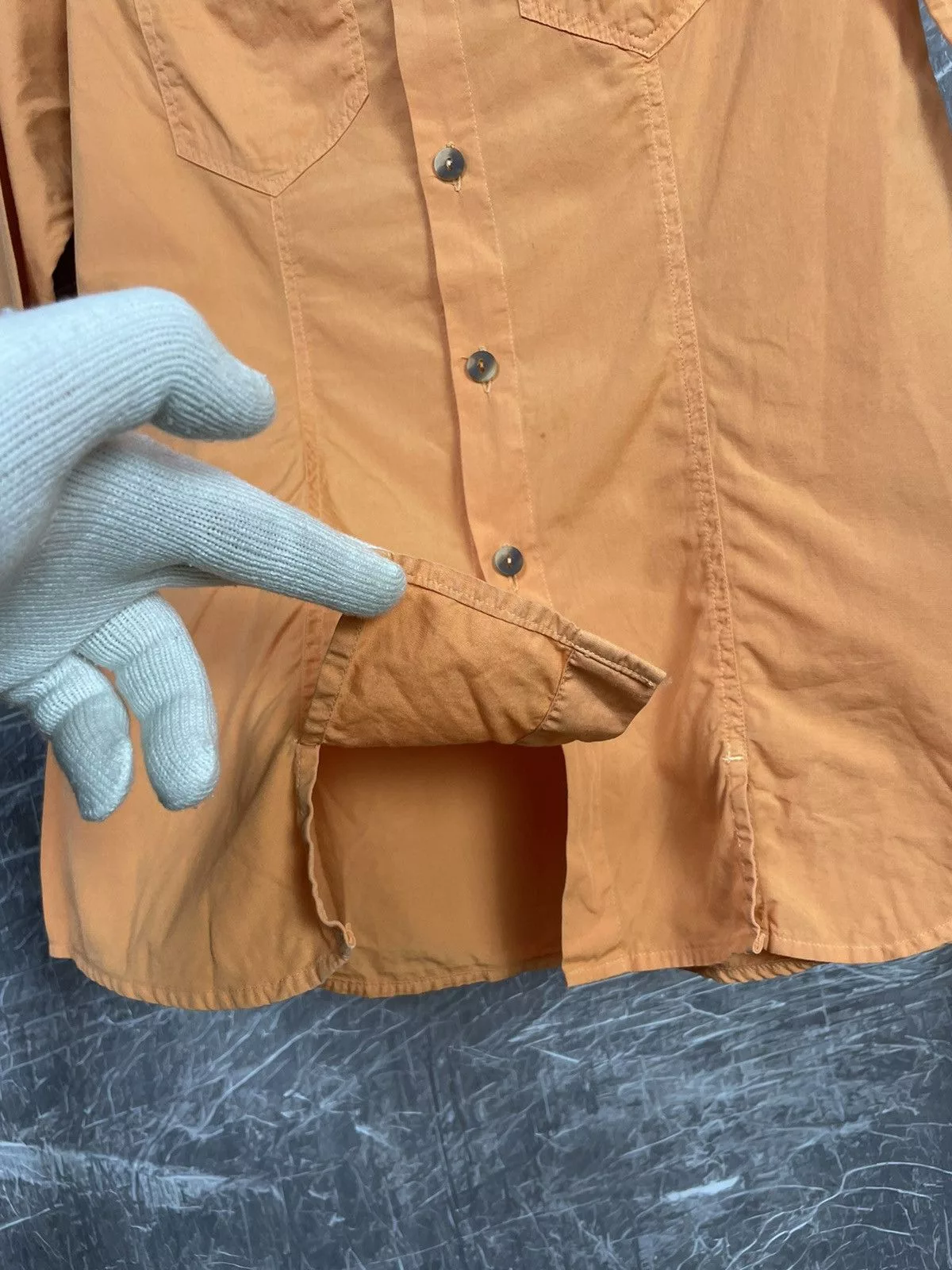 Marithe + Francois Girbaud Mini Dresses Marithe + Francois Girbaud × Vintage MARITHE FRANCOIS GIRBAUD VINTAGE POCKET DRESS SHIRT Y2K Orange Avant-Garde