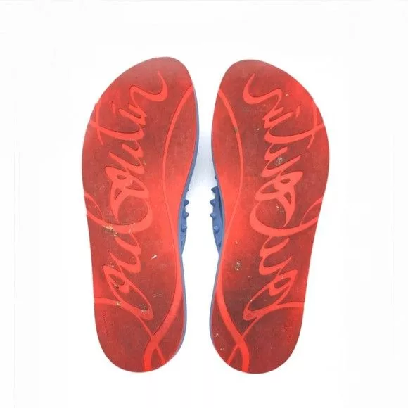 Christian Louboutin Sandals Christian Louboutin Super Loubi studded rubber flip flops in blue