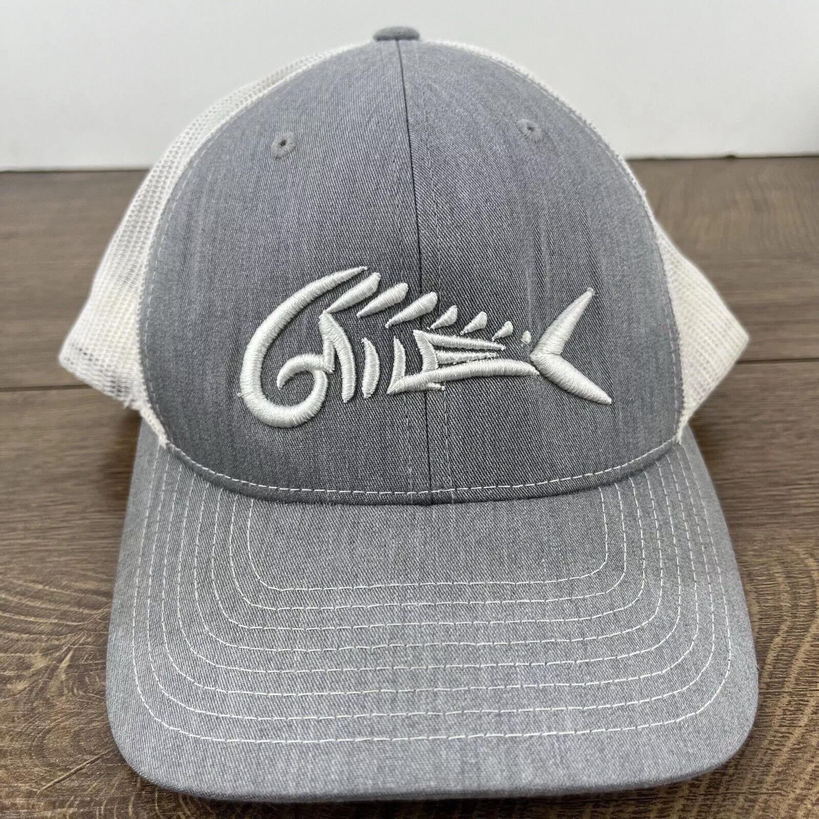Other Hats Other Fish Skeleton Hat Fish Skull Snapback Hat Gray Adjustable Ha