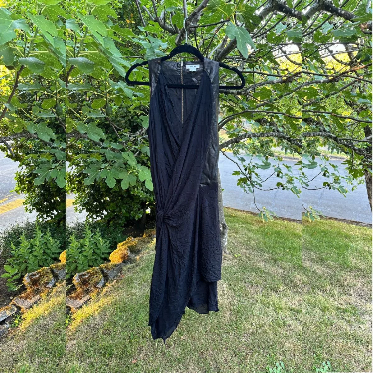 Helmut Lang Mini Dresses vintage helmut lang lambskin draped dress Black