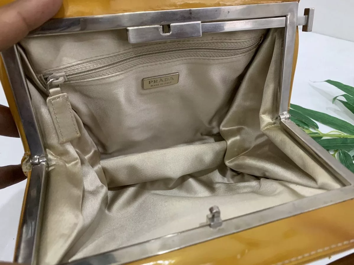 Prada Handle Bags Authentic Prada handbag yellow pattern leather