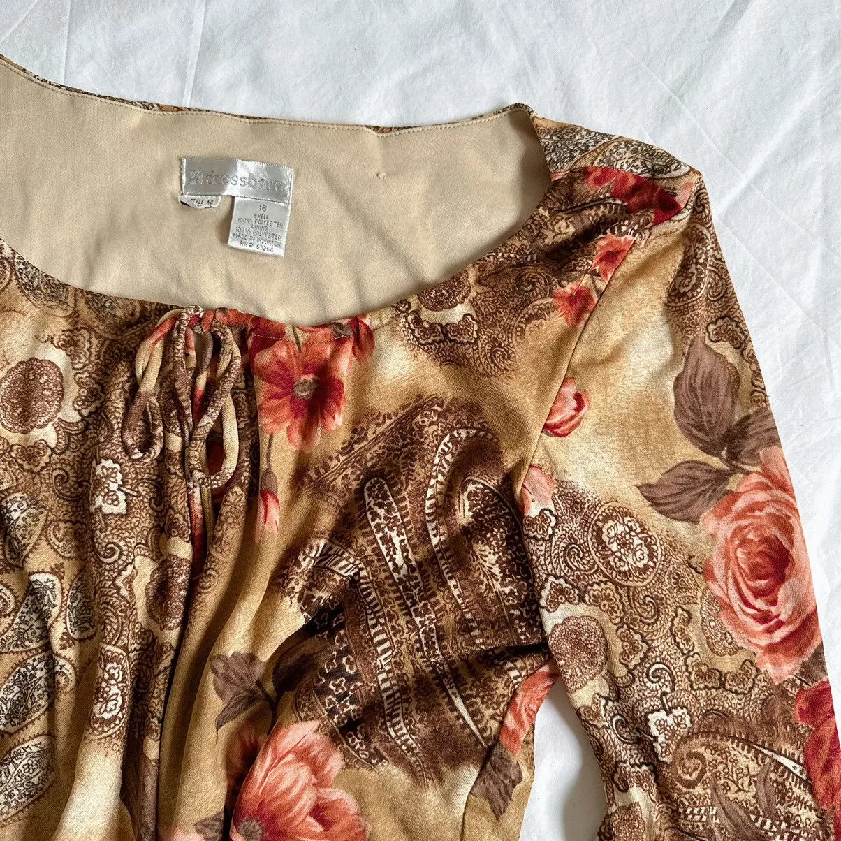 Vintage Blouses Vintage Mesh Flower Brown Avant-Garde