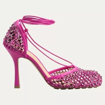 Bottega Veneta Heels Bottega Veneta Crystal Mesh Sandals in pink
