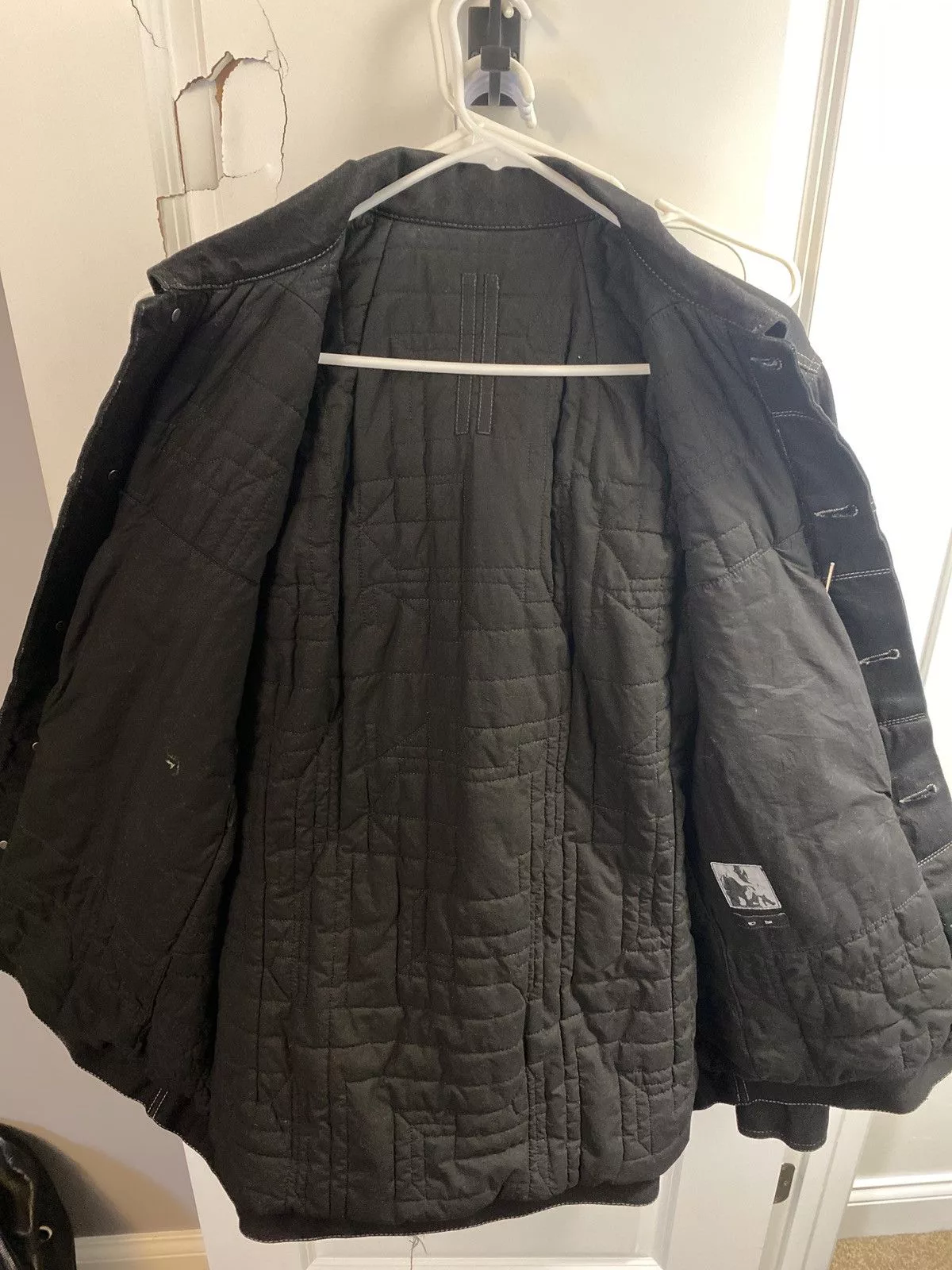 Rick Owens Denim Jackets Rick owens padded worker jacket Black