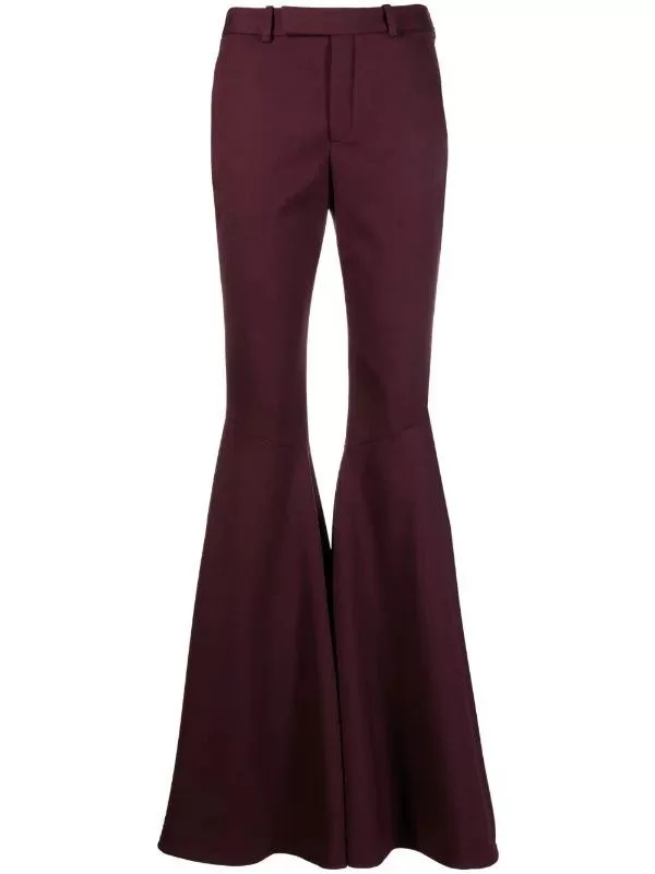 Saint Laurent Paris Pants Saint Laurent Paris o1b1hav110724 Flared Pants in Gabardine in Marroon
