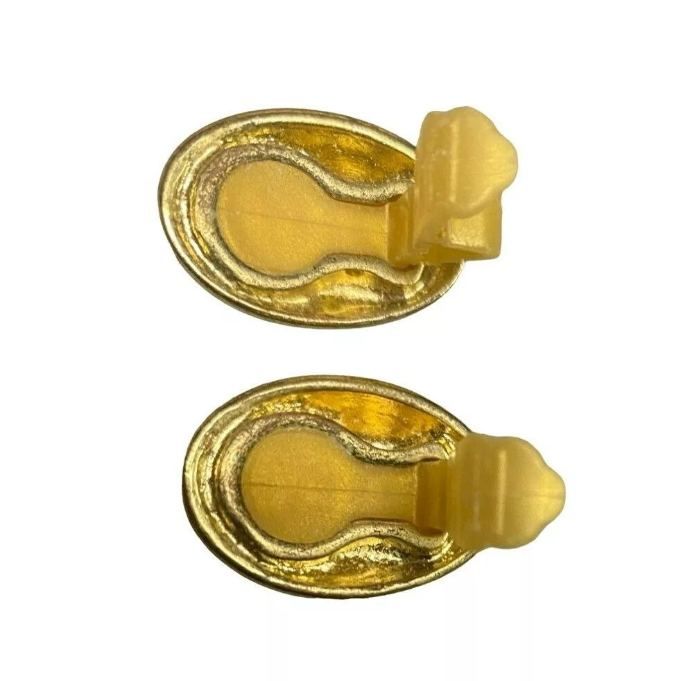 Other Earrings Other Vintage Gold-Tone Oval Dome Clip-On Earrings