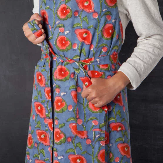 Apron Block Print Poppy
