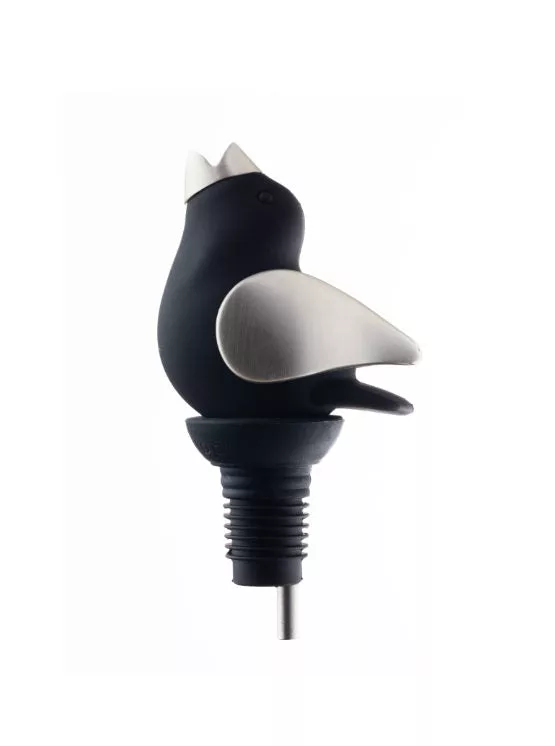--Black/Chrome Chirpy Top Wine Pourer