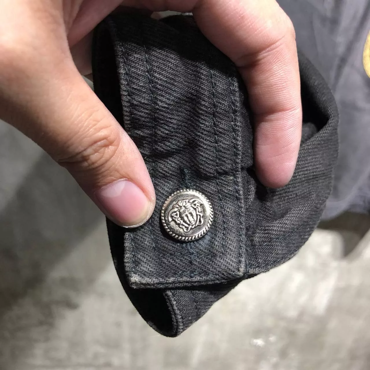 Versace Denim Jackets Versace Embroidered Logo Denim jacket Black