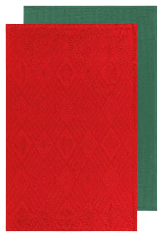 Mosaic Red Towel 2/set
