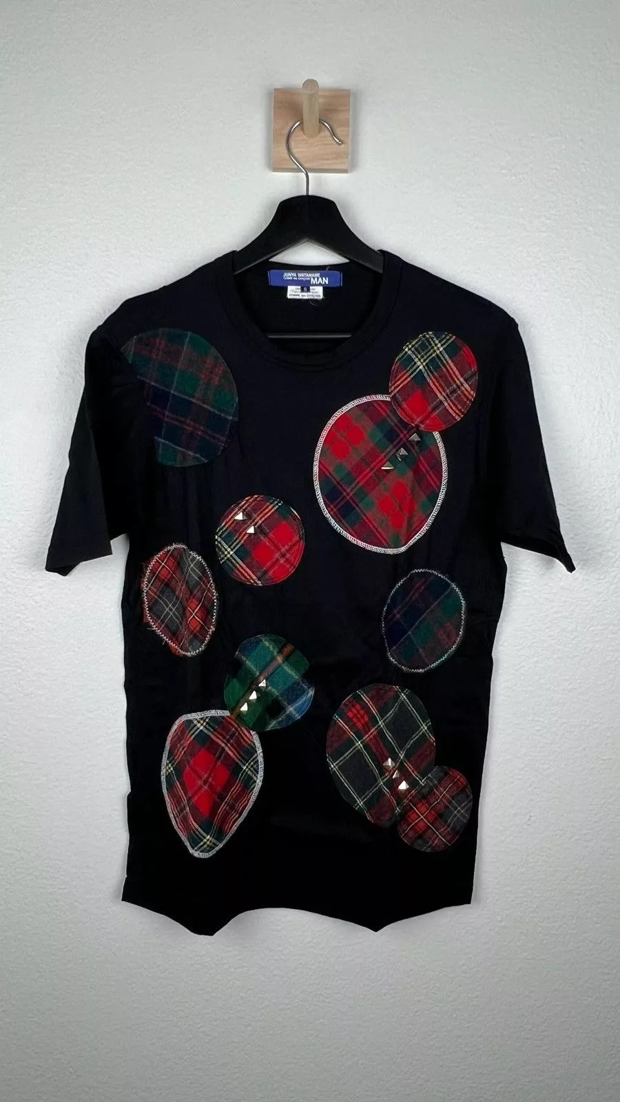 Comme des Garcons Short Sleeve T Shirts Comme des Garcons × Junya Watanabe Junya Watanabe x Comme des Garçons Man T-Shirt with Patches Black