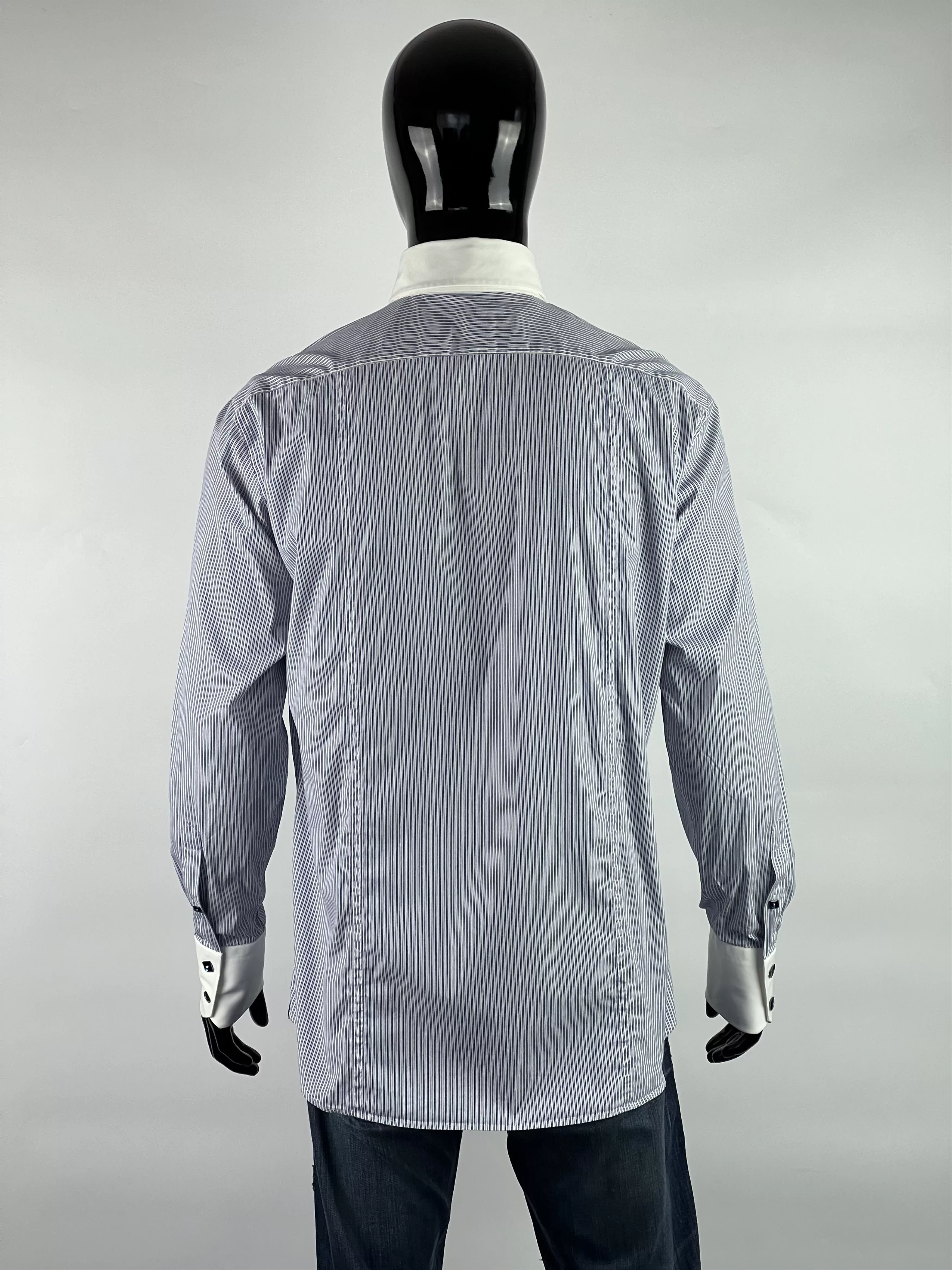Billionaire Couture Shirts Button Ups Billionaire Couture Striped Cristal Button Up Shirt 18/45 White Vintage