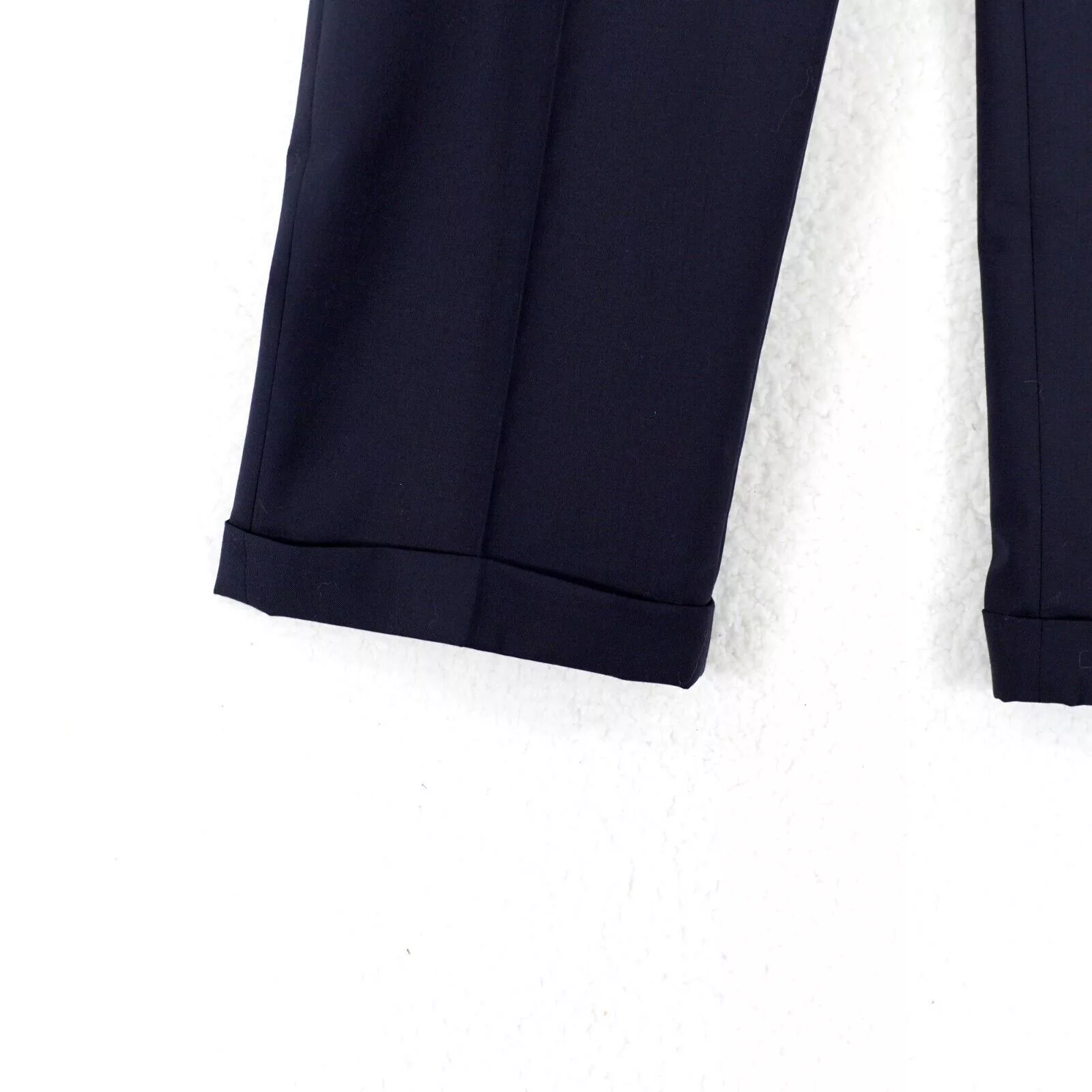 Hart Schaffner Marx Formal Trousers Hart Schaffner Marx Wool Blue Pleated Cuffed Mid Rise Dress
