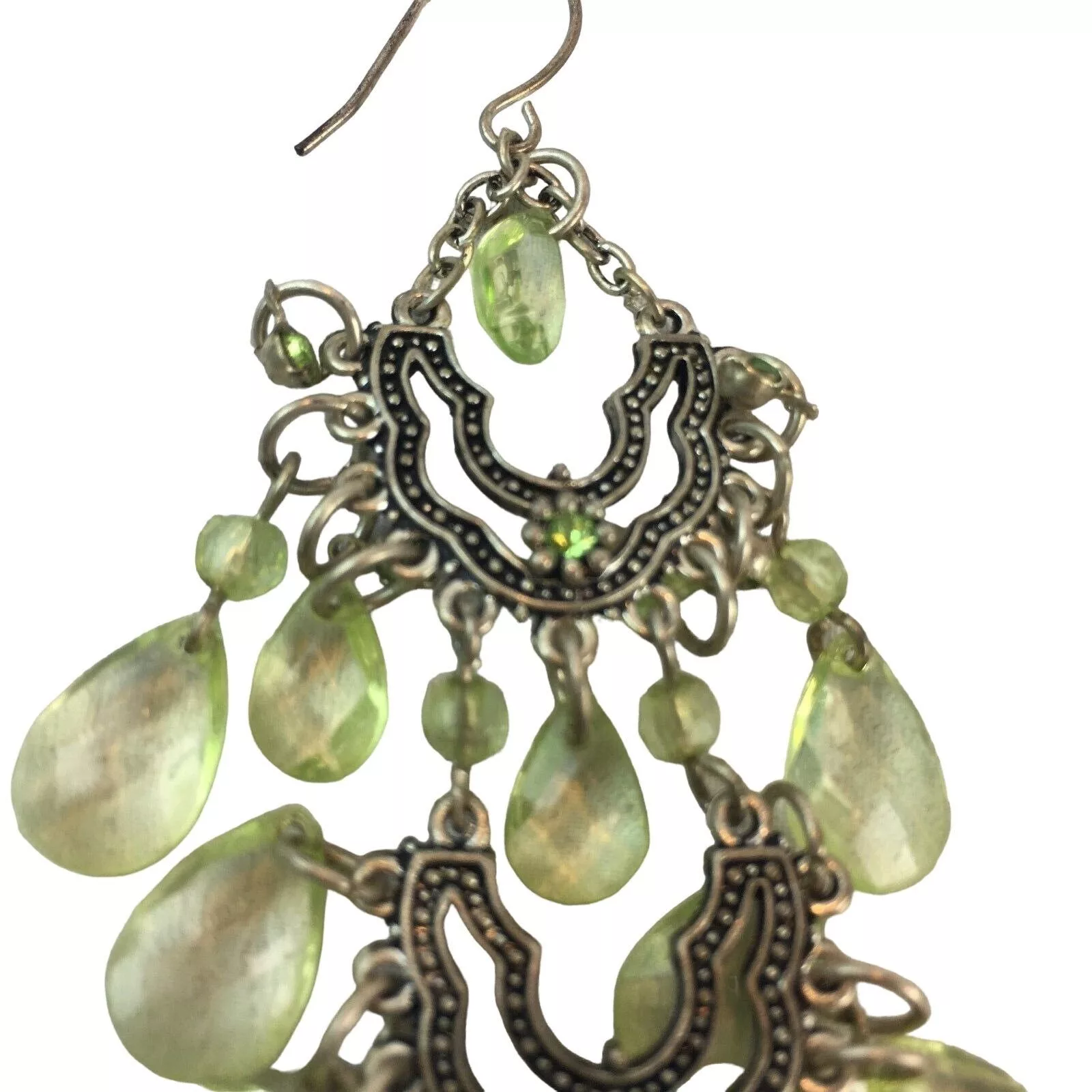 Other Earrings Other Vintage Silver Drop Earrings Dangle Lightweight Green Cluste