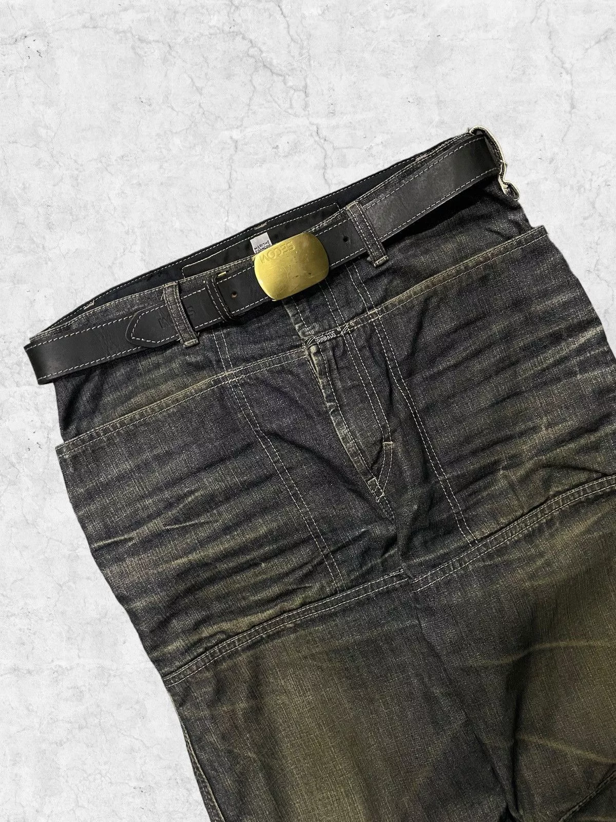 Marithe + Francois Girbaud Denim Marithe + Francois Girbaud × Vintage Y2K Marithe Francois Girbaud Hagi Denim With Leather Belt Gray