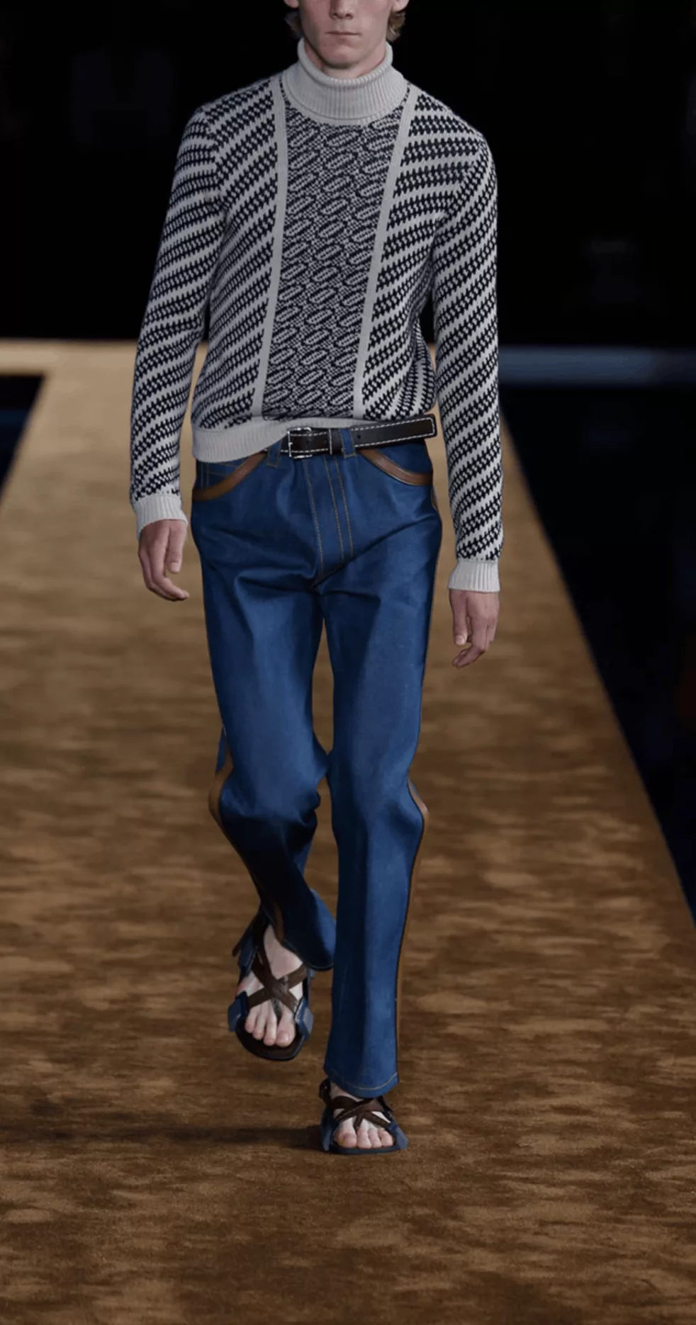 Prada Denim PRADA Spring 2015 leather trim natural color denim jeans 30 White
