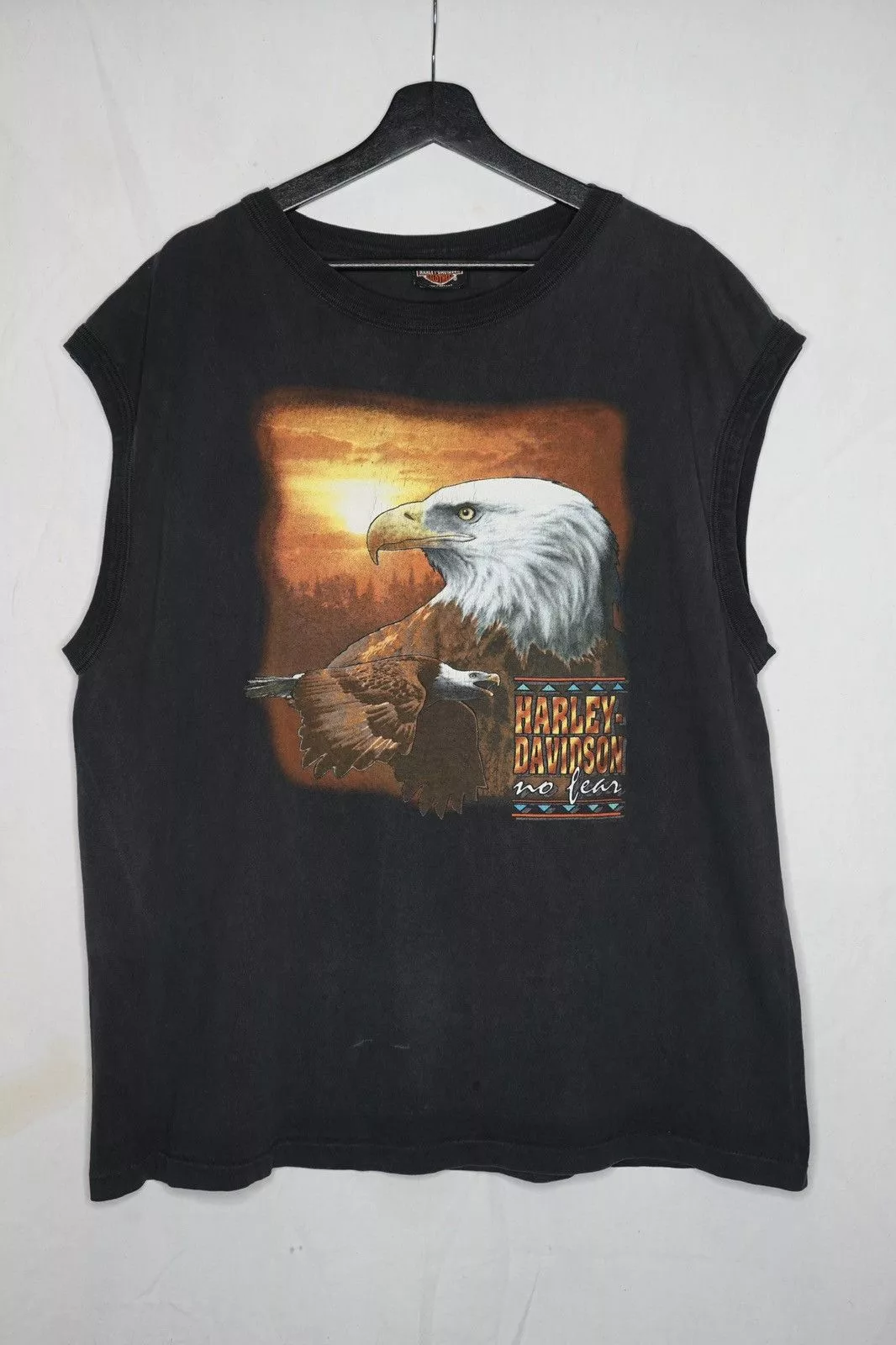 Harley Davidson Tank Tops Sleeveless Harley Davidson × Vintage VINTAGE HARLEY DAVIDSON EAGLE 90S Black