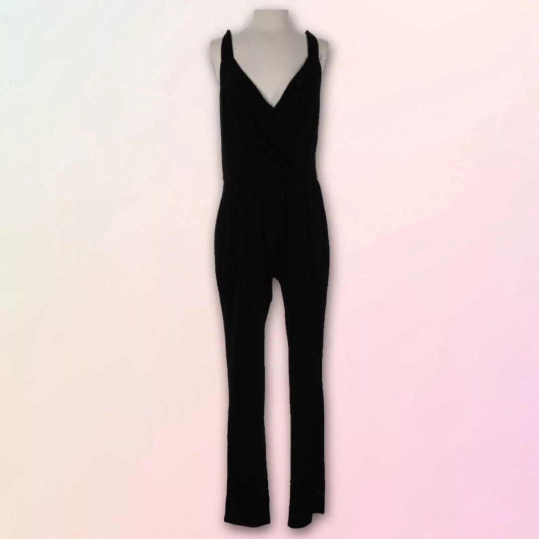 Jennifer Lopez Jumpsuits Jennifer Lopez JLO, Solid Racerback, Full Length, Sleeveless Jumpsuit Black