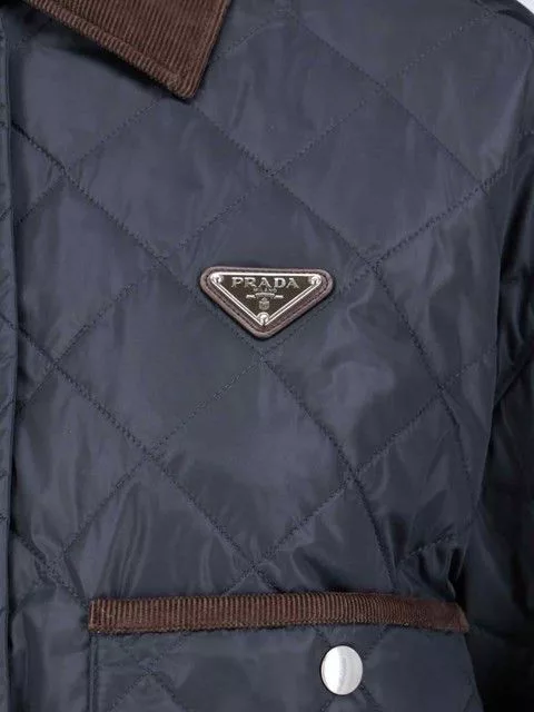 Prada Jackets Prada QUILTED CROP JACKET Blue