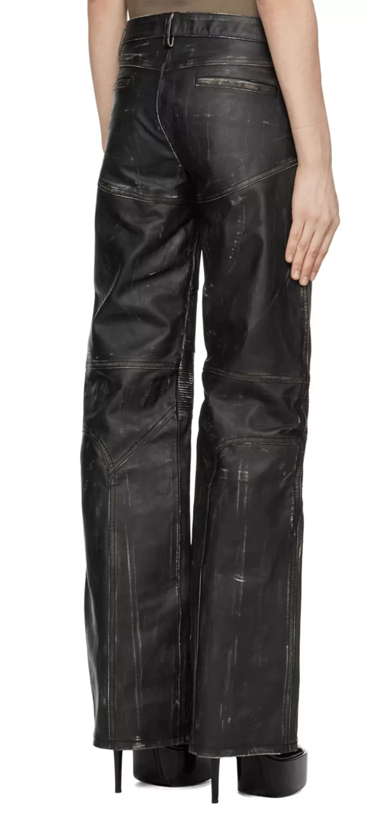 Blumarine Pants Blumarine Black Distressed Leather Pants