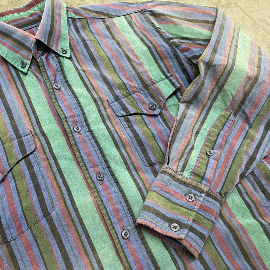Panhandle Slim Shirts Button Ups Panhandle Slim × Vintage × Wrangler Vintage Striped Multicolored Western Button Up Shirt 90s Blue