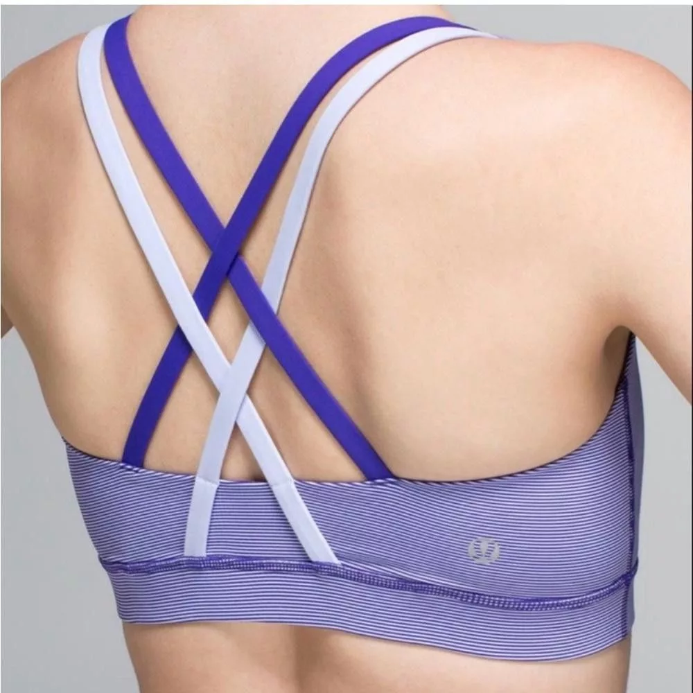 Lululemon Socks Intimates Lululemon Energy Athletic Bra Stripe Berry / Cool Breeze 6 Purple