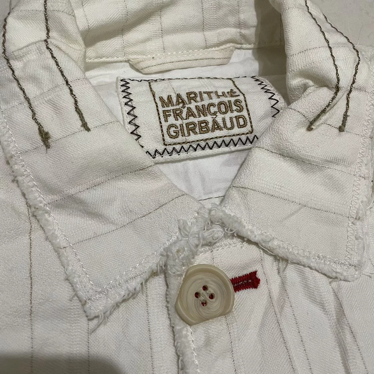 Marithe + Francois Girbaud Denim Jackets Marithe + Francois Girbaud Marithe Francois Girbaud Distressed Jacket White