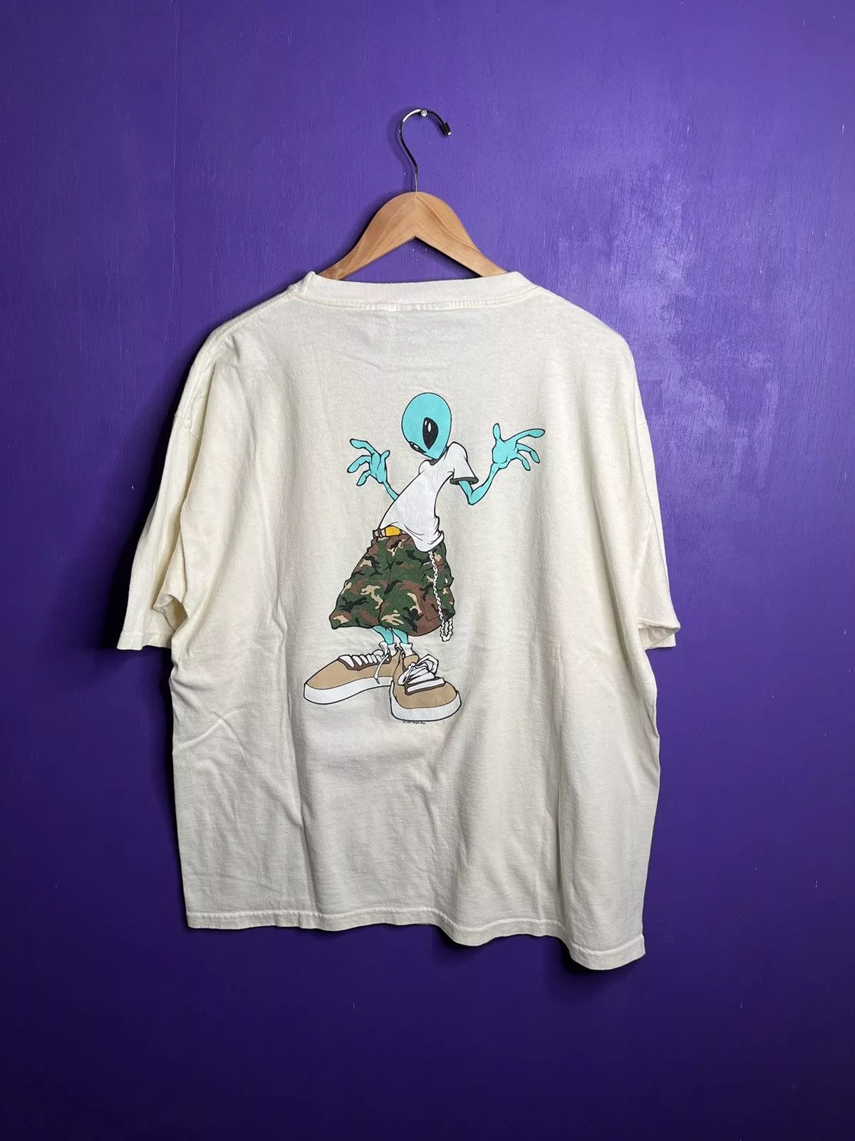 Bugle Boy Short Sleeve T Shirts Bugle Boy × Vintage Vintage 90s Bugle boy alien logo t-shirt White