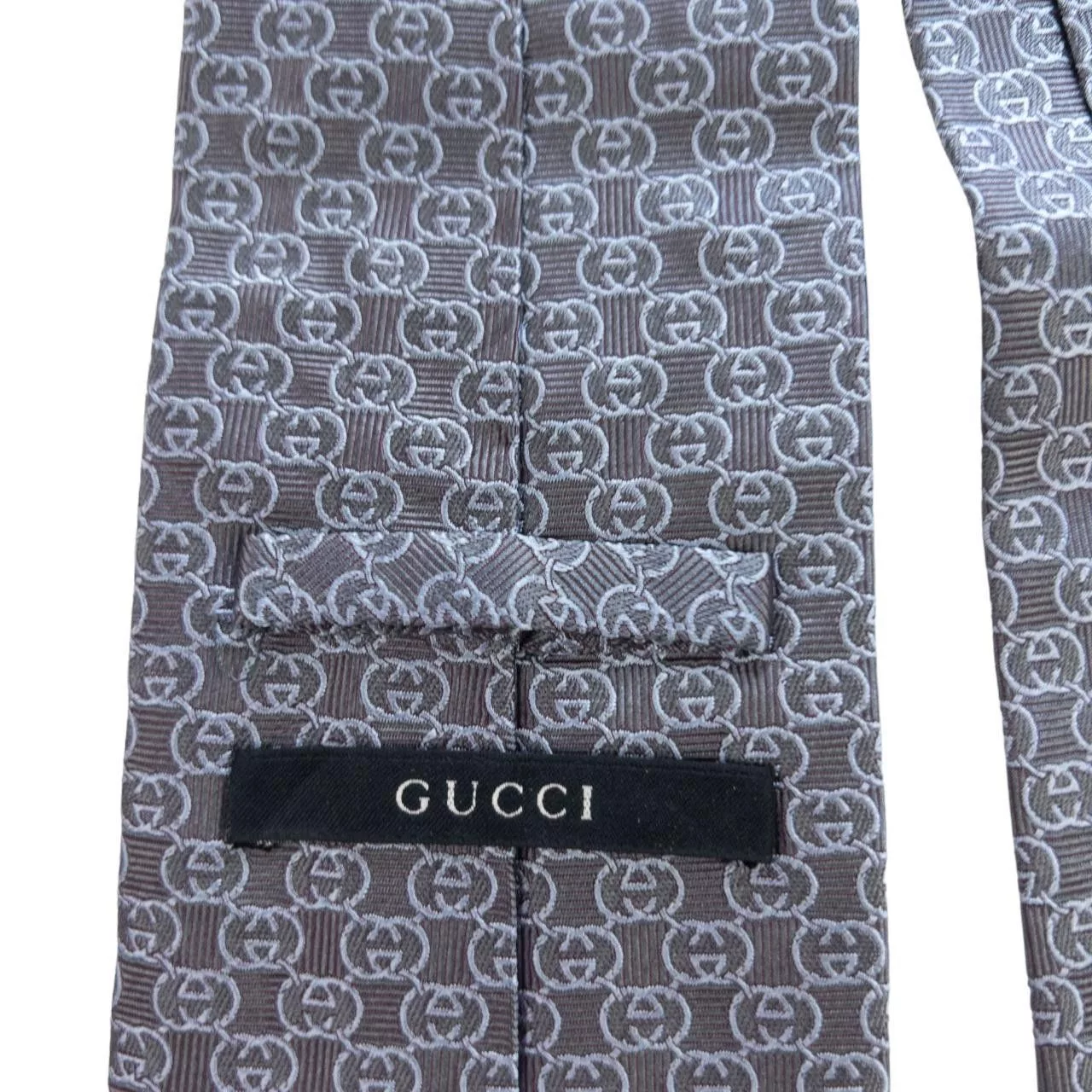 Gucci Ties Pocketsquares Vintage Gucci Monogram Silk Tie Gray
