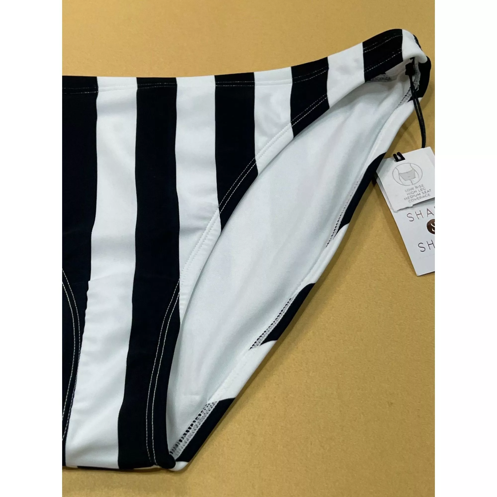 Other Socks Intimates Other Shade & Shore -Women's Striped Medium Coverage Bikini Bottom White