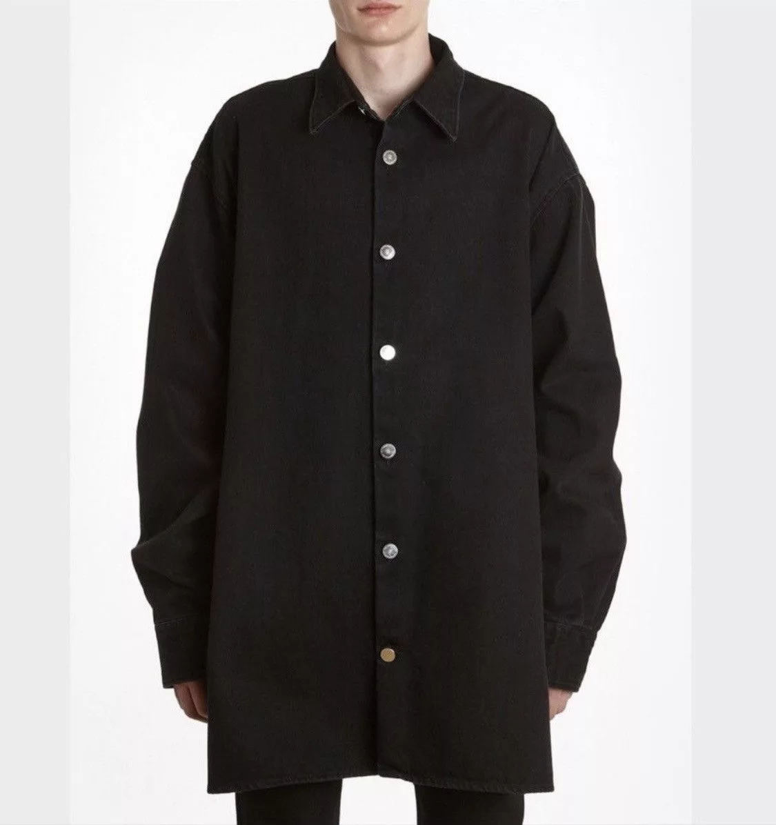 Raf Simons Denim Jackets Raf Simons SS18 Oversized Denim Easy Fit Plain Shirt Jacket Black