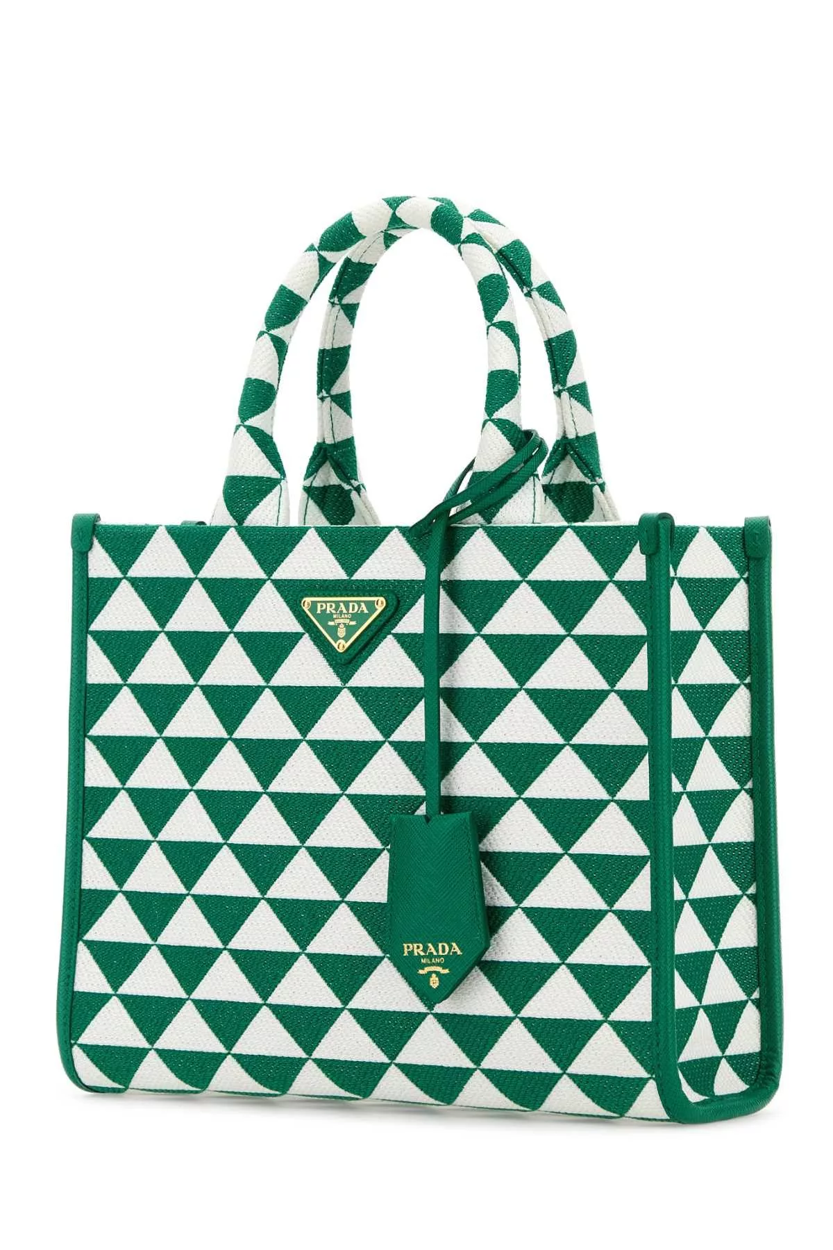 Prada Handle Bags Prada Embroidered Fabric Small Symbole Shopping Bag Multi