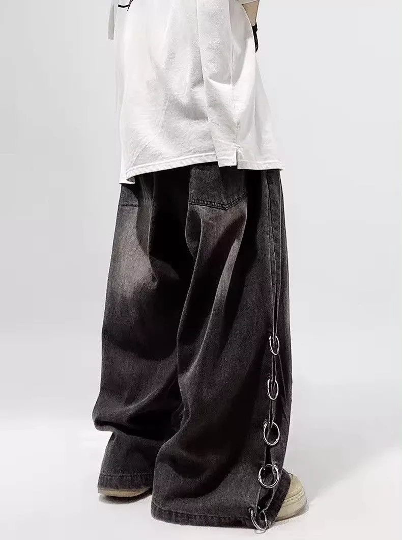 Jean Denim Oversized Pocket Retro Baggy Jeans Gray