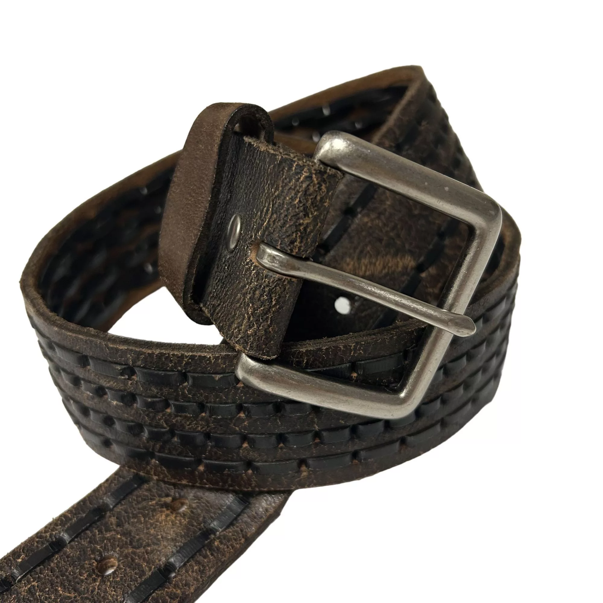 Other Belts Other C-Red Black DISTRESSED Leather Wide LACED Motorcycle Belt
