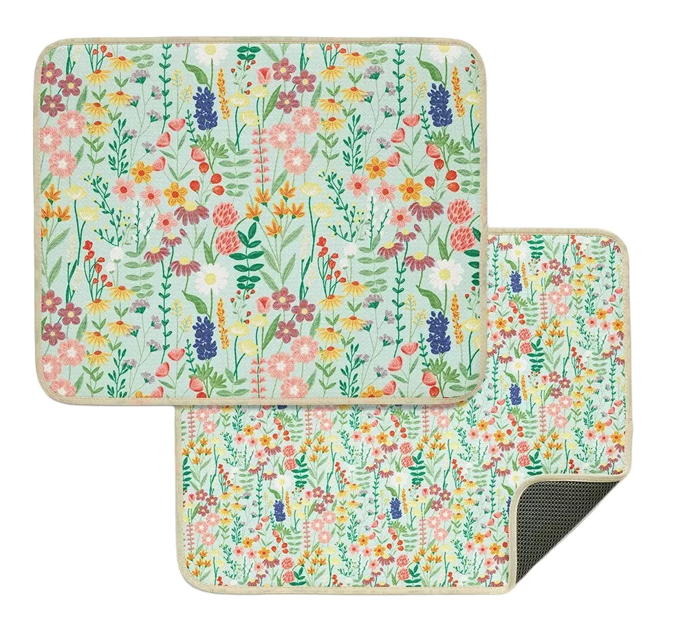 Wildflowers Microfiber Dish Drying Mats