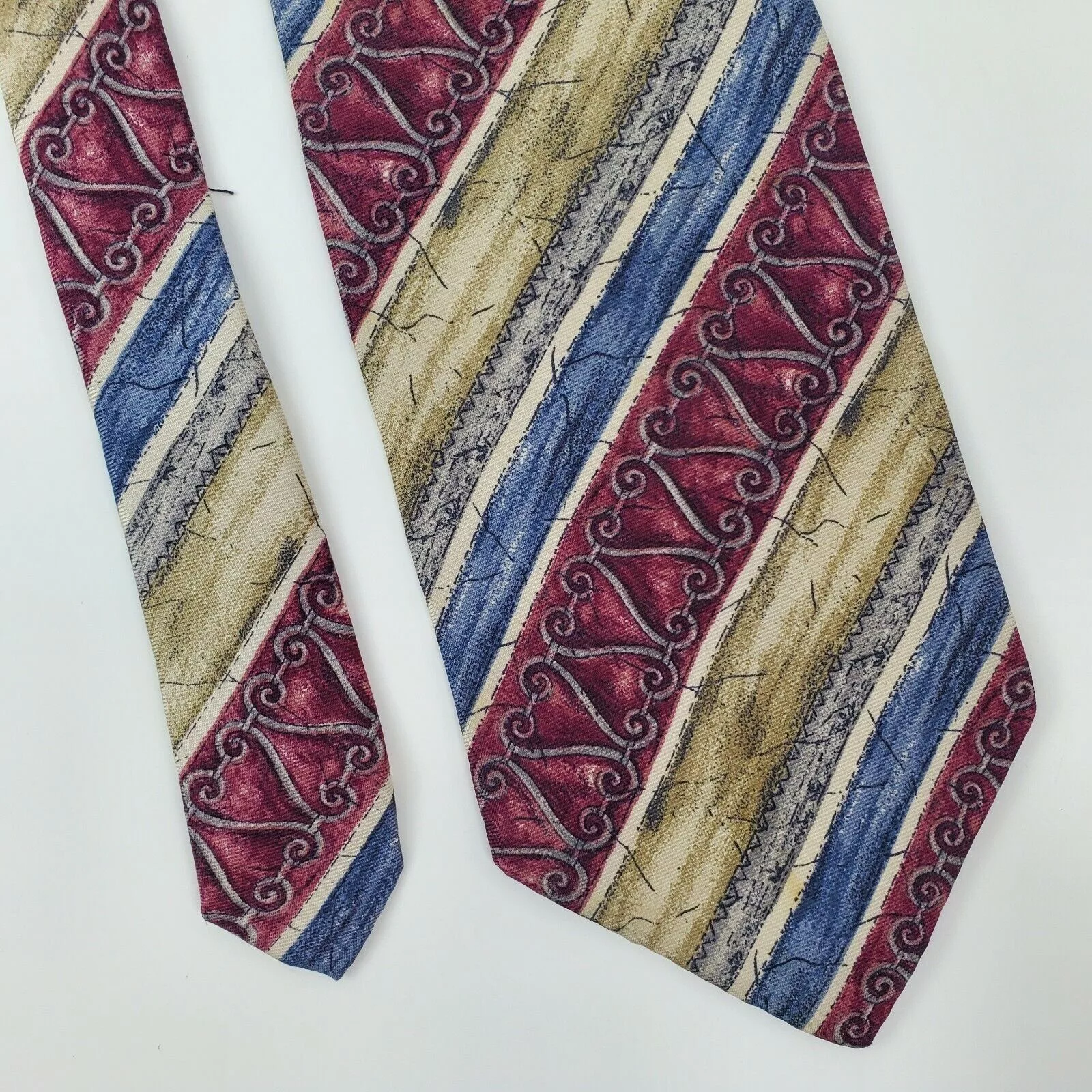 Bill Blass Ties Pocketsquares Bill Blass Striped Red Tan Silk Tie Classic