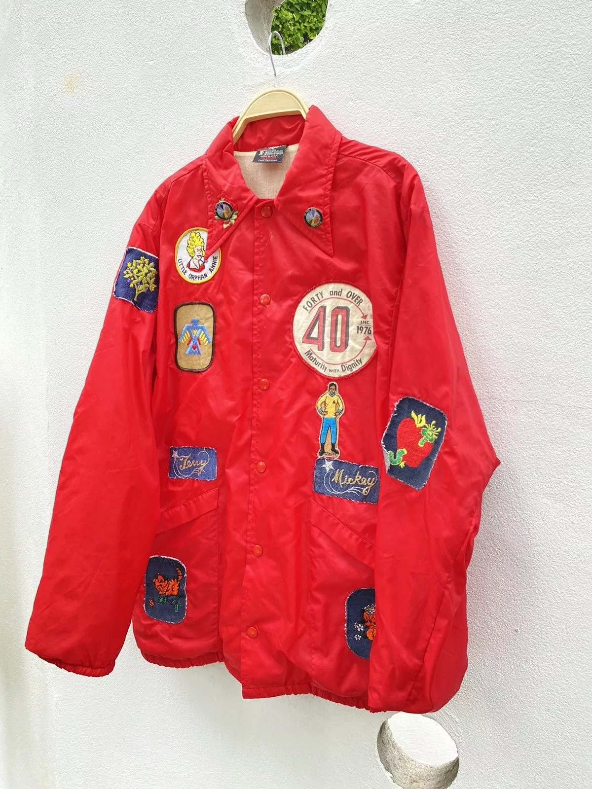 Vintage Light Jackets Vintage red nylon patch jacket