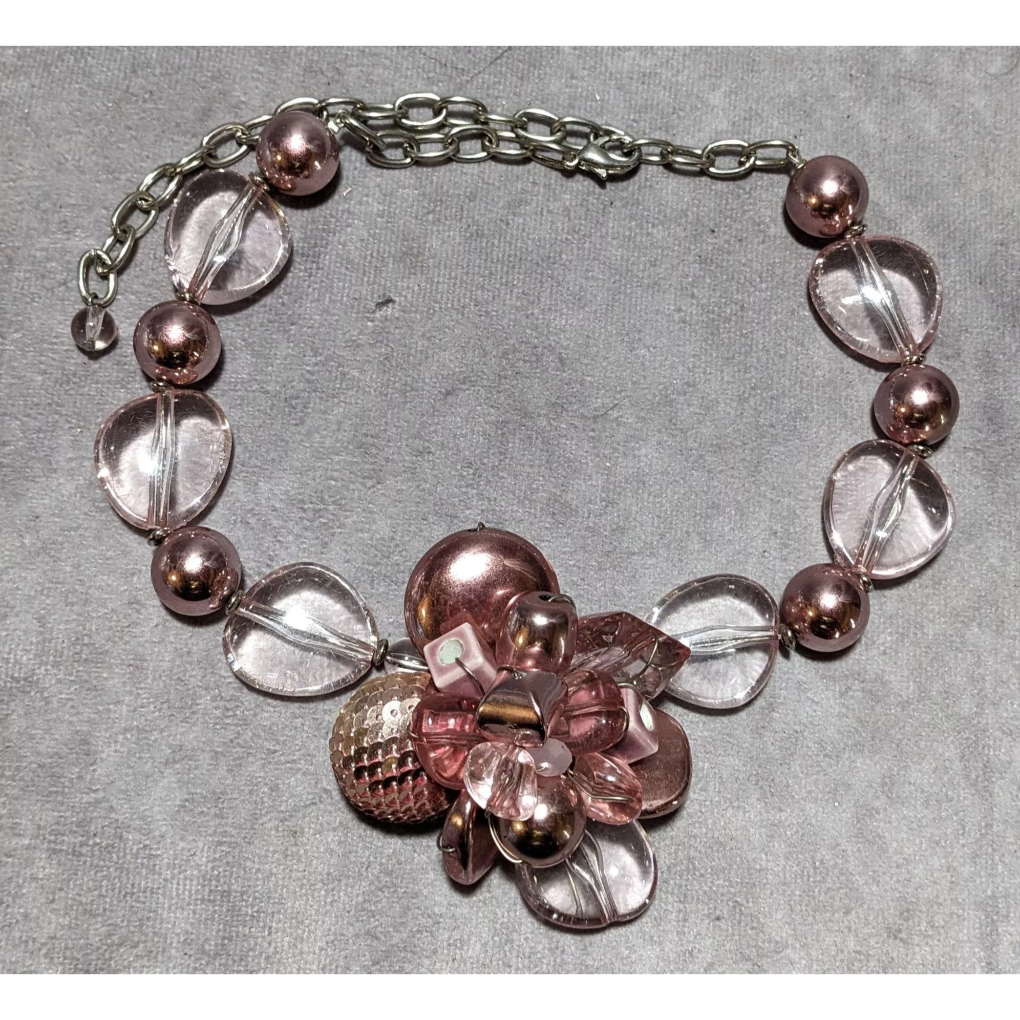 Other Necklaces Other Pink Metallic Floral Statement Necklace