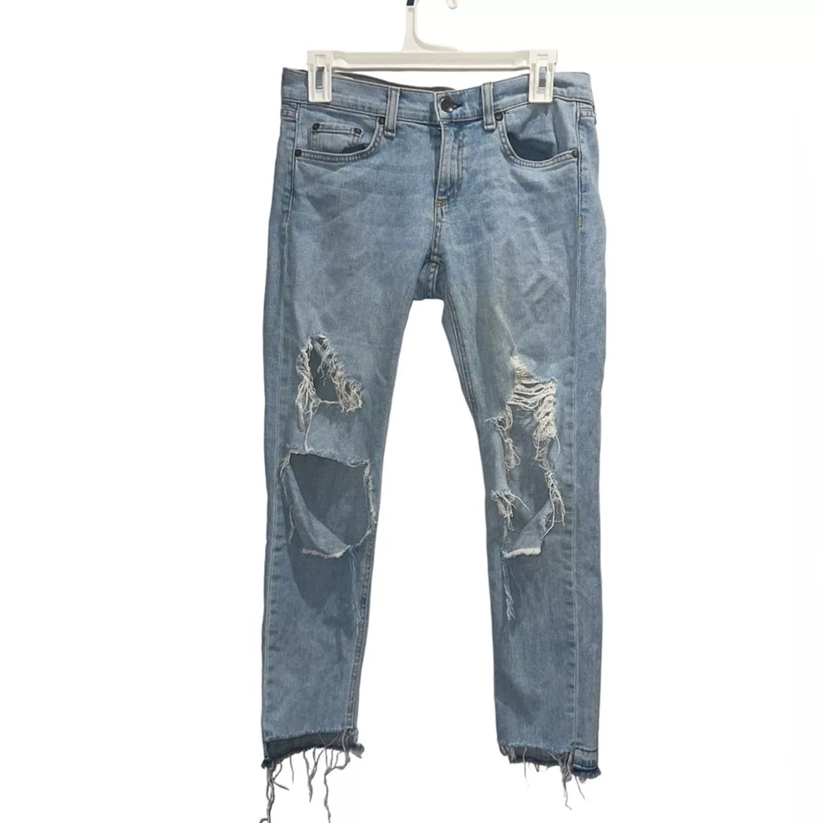 Rag & Bone Jeans RAG & BONE Light Wash Distressed Dre Capri Jeans Sz 26 Blue