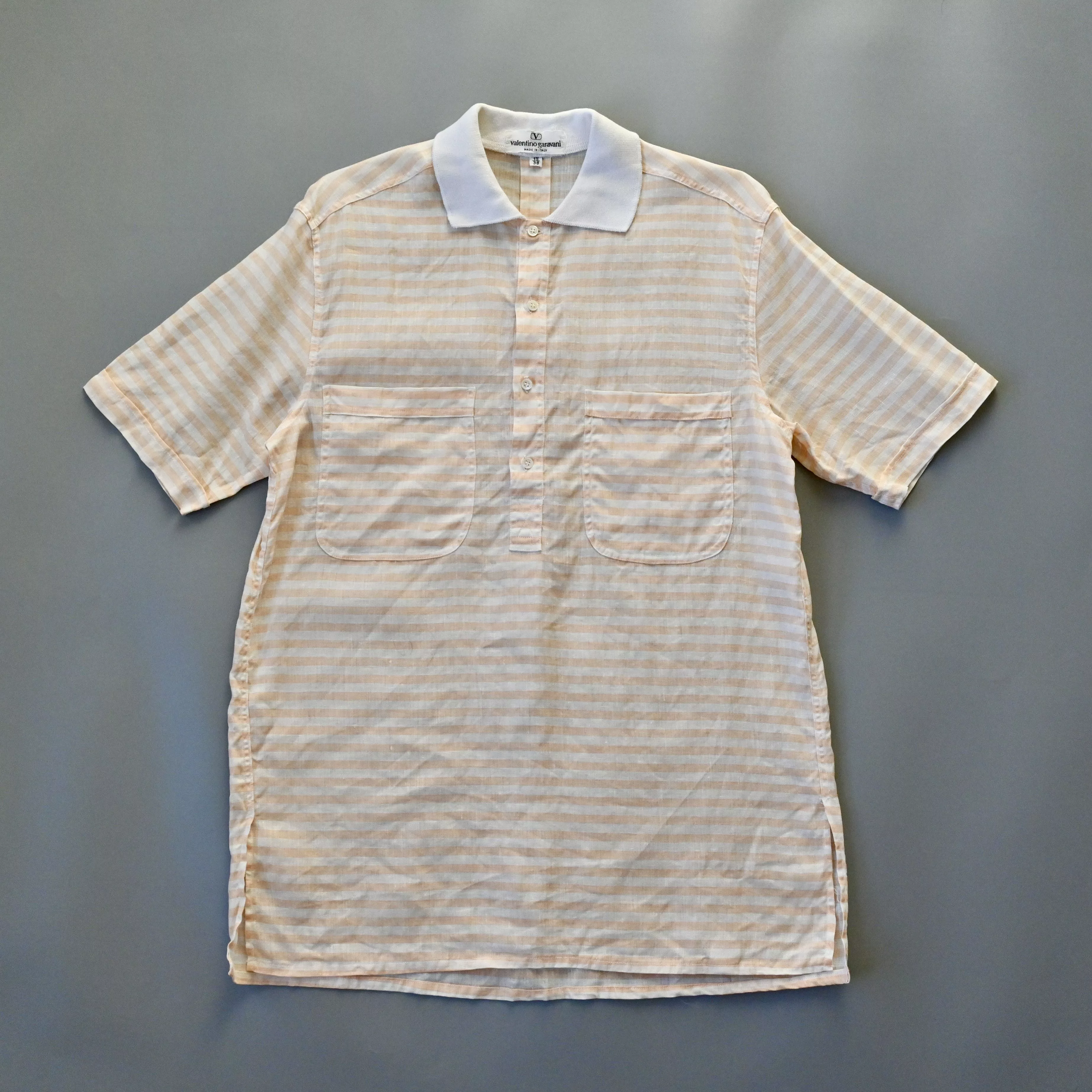 Valentino Polos VTG 80s Valentino Garavani striped linen pullover shirt 38 Multi