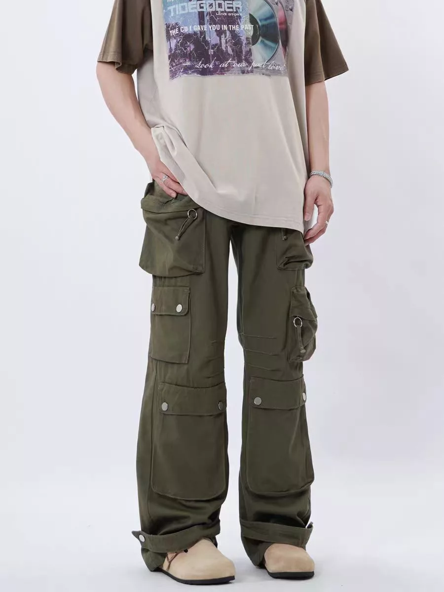 Japanese Brand Casual Pants Japanese Brand × Vintage Vintage functional multi-pocket cargo hip-hop trousers Green Streetwear