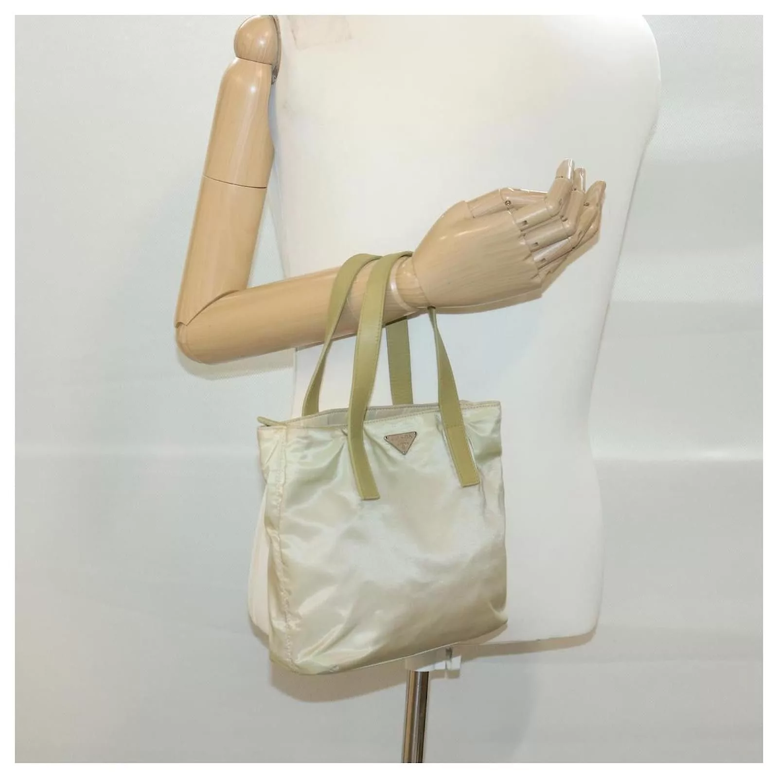Prada Handle Bags Prada - Tessuto Basic Nylon Lino Beige Handbag City Card