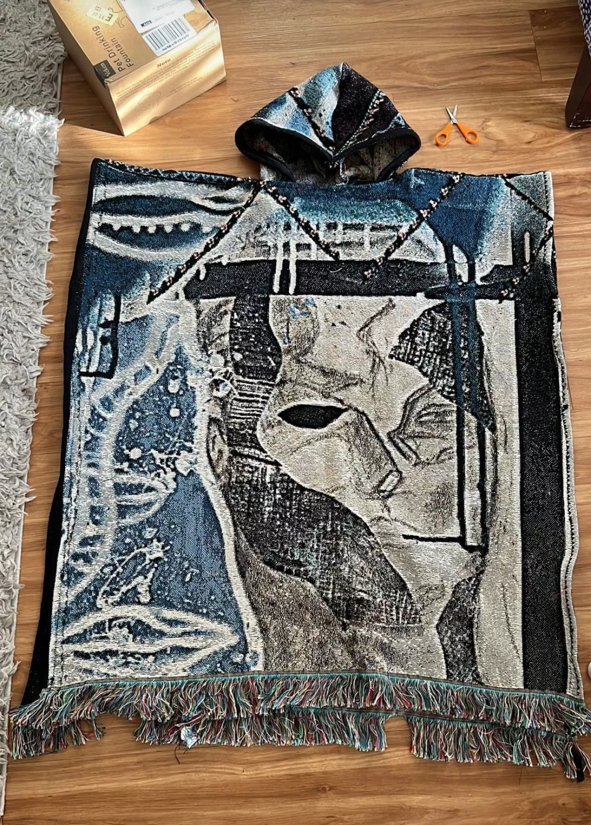 Handmade Cloaks Capes Handmade CELL Poncho Blue