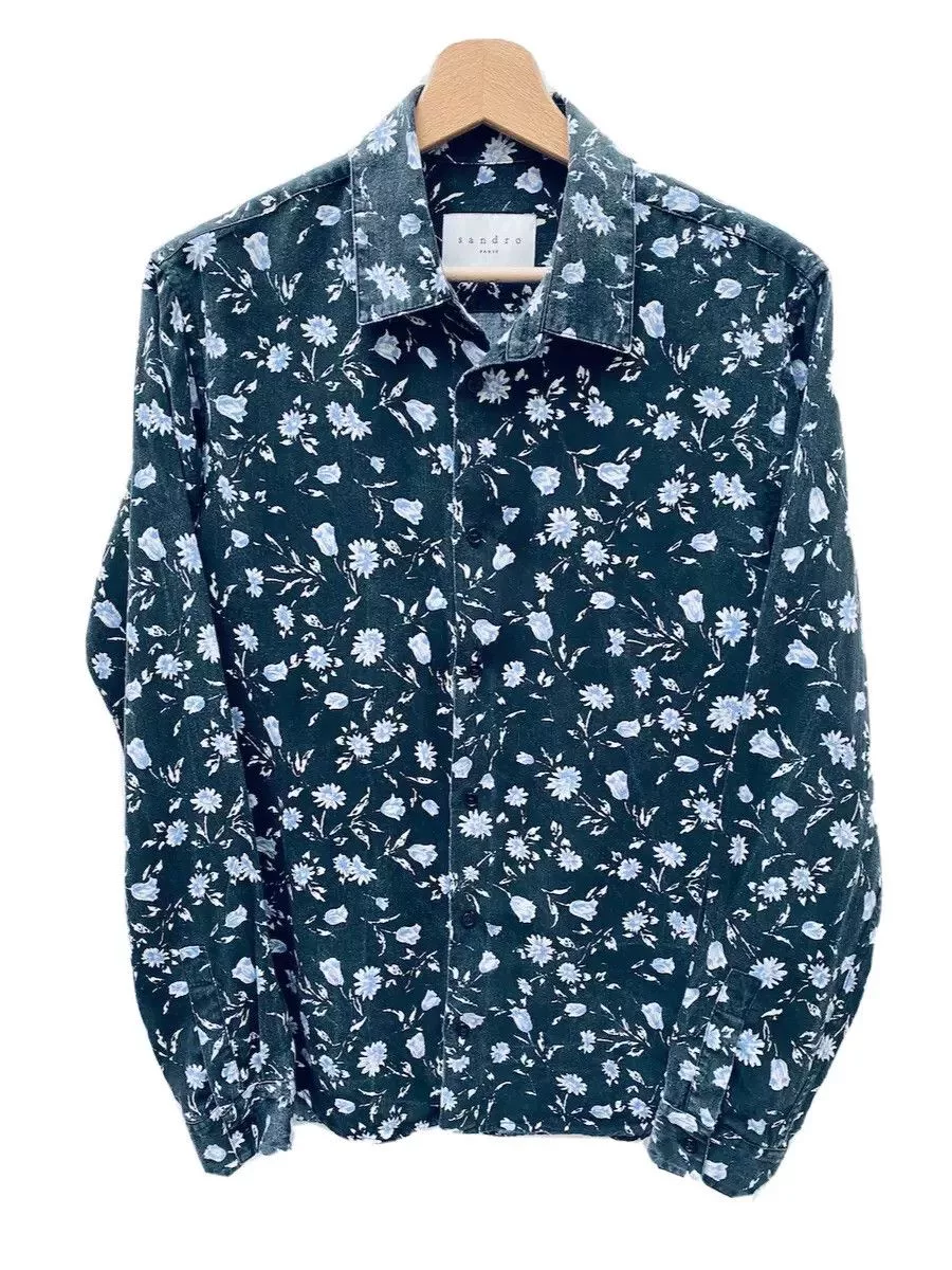 Sandro Shirts Button Ups Sandro Grey / Black Hawaiian Shirt