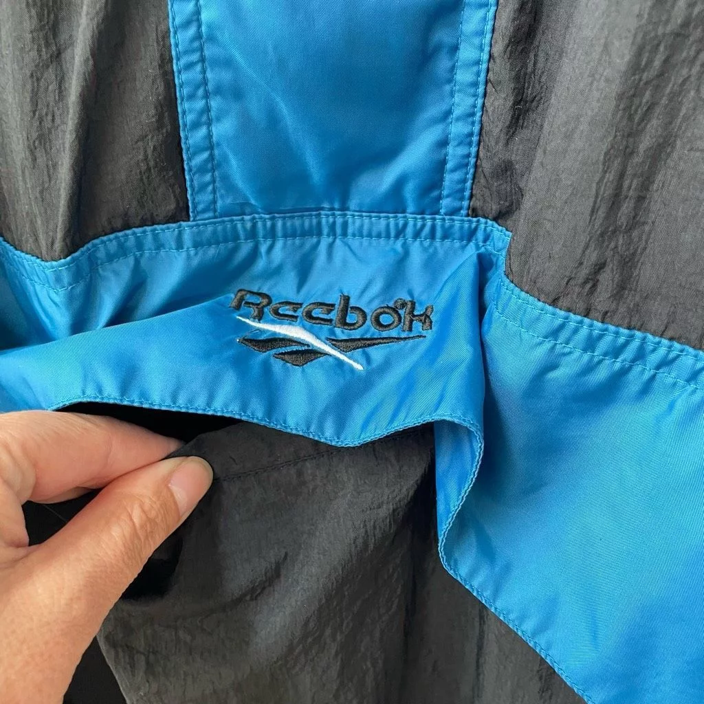 Reebok Light Jackets Vintage 90s Reebok Windbreaker Pullover 1/2 Zip XL Black