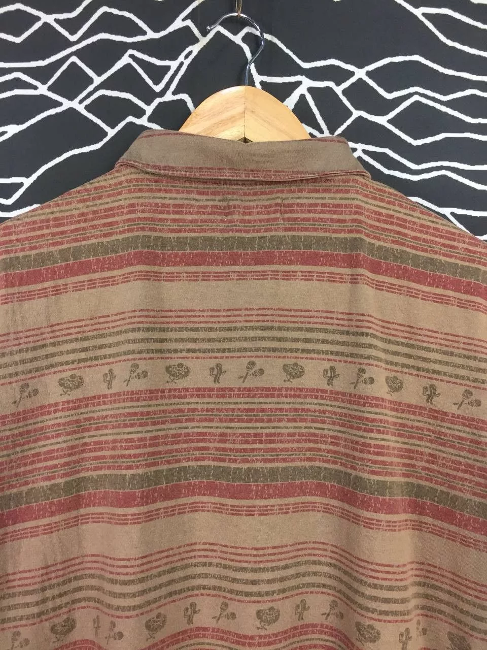 Global Work Polos Global Work × Japanese Brand Global Work Aztec Native Patterned Polo Tee Brown Streetwear