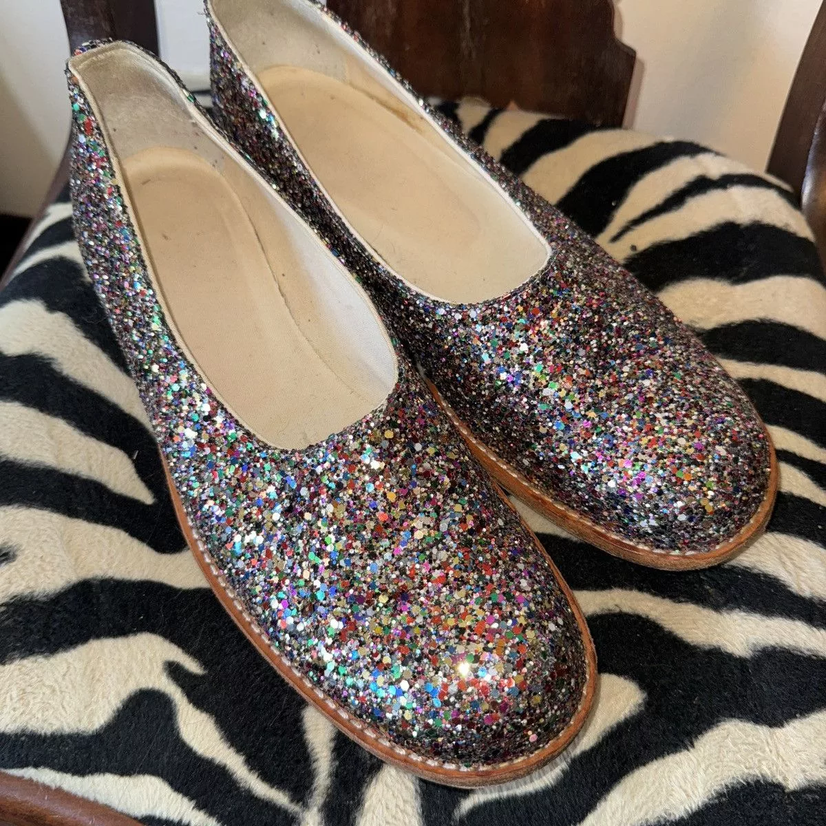 Comme des Garcons Flats Comme des Garcons × Junya Watanabe Junya Watanabe Fall 2000 Glitter Flats Blue