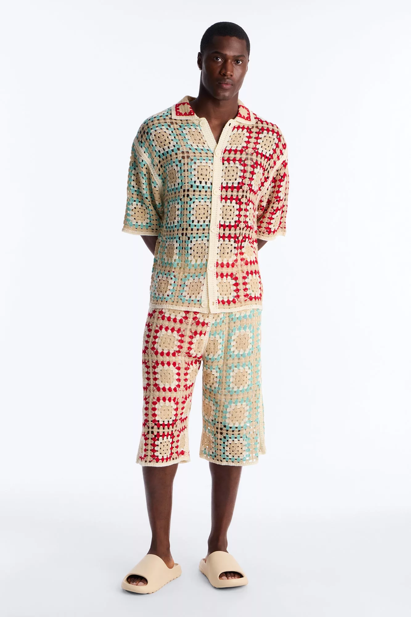 La Playa Crochet Cross Stitch Short - Multi Color