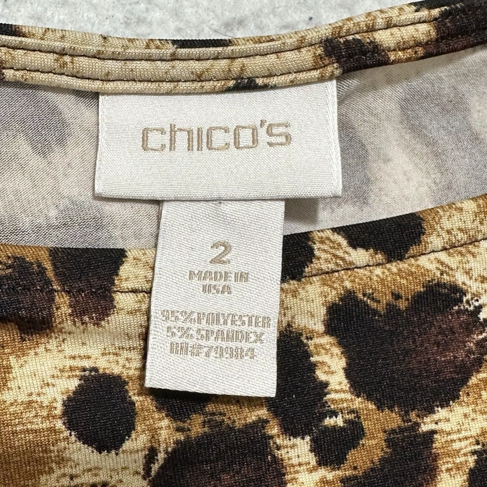Chicos Blouses Chicos Large Brown Leopard Print Exposed Shoulder Blouse